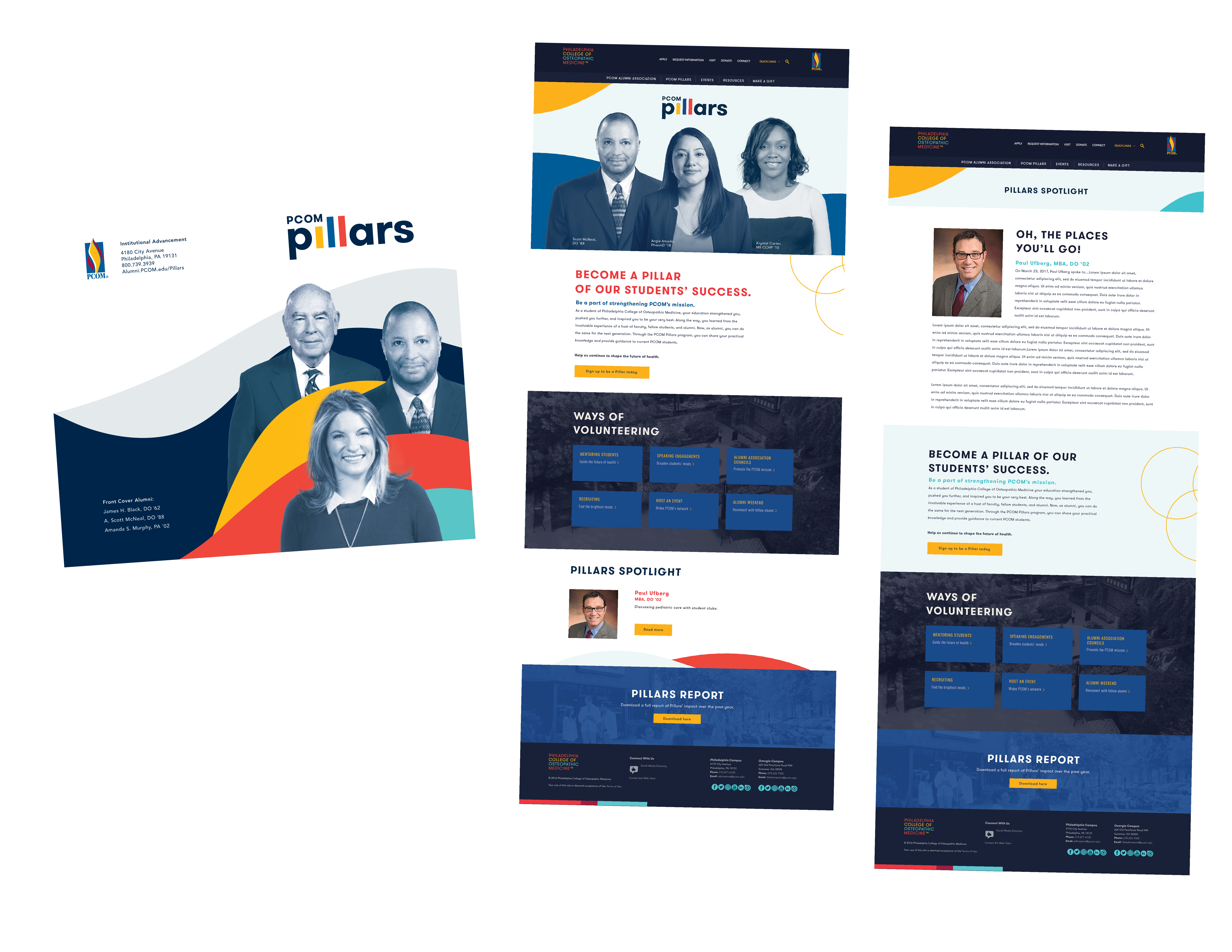 Examples of PCOM Pillars Institutional Advancement brochures