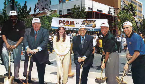 1998 groundbreaking ceremony for the PCOM Activity Center in partnership with the Philadelphia 76ers.