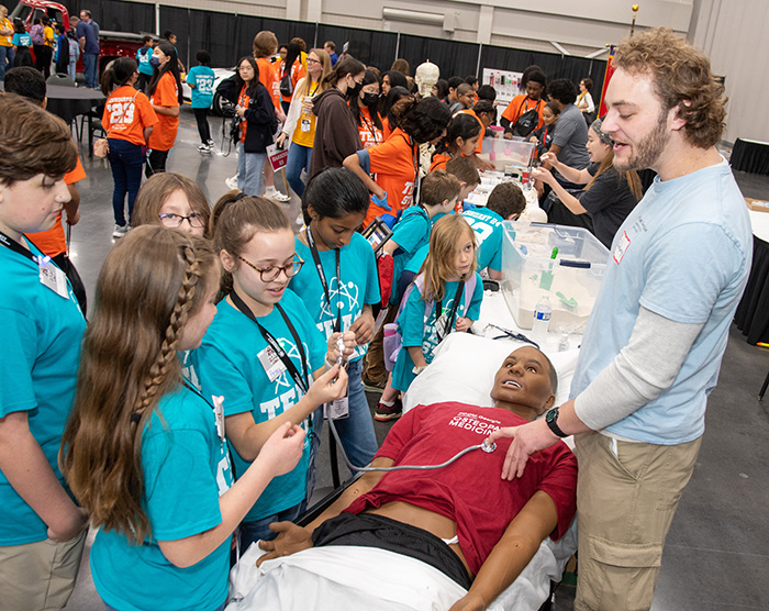 PCOM Georgia is an annual presenting sponsor at the Gwinnett Science Fair. Photo circa 2022.