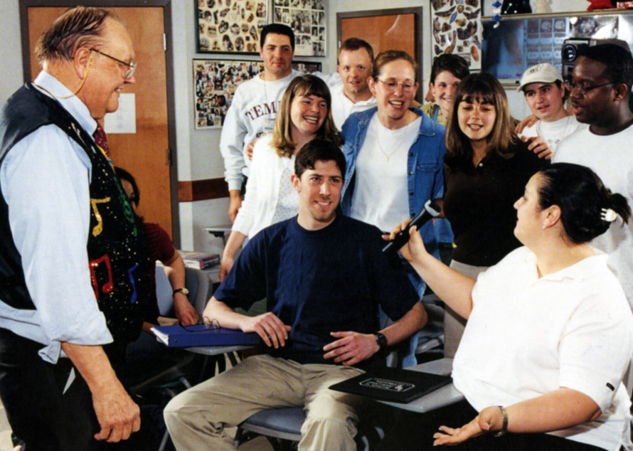 In a typical radiology class with Robert L. Meals, DO '56, medical students might interact with puppets or sing with a karaoke machine.