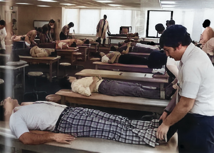Department of Osteopathic Principles laboratory in 4190 City Avenue, 1981.