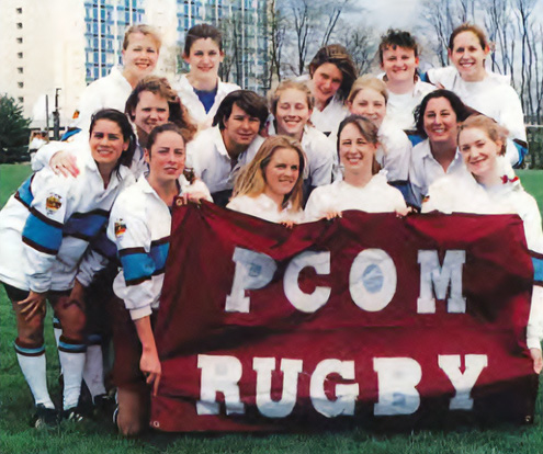 The PCOM women's rugby team went undefeated in 1999.