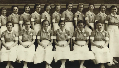 The Osteopathic Hospital of Philadelphia was founded in 1911 with one of its purposes being to conduct a training school for nurses. Pictured are the Class of 1942.