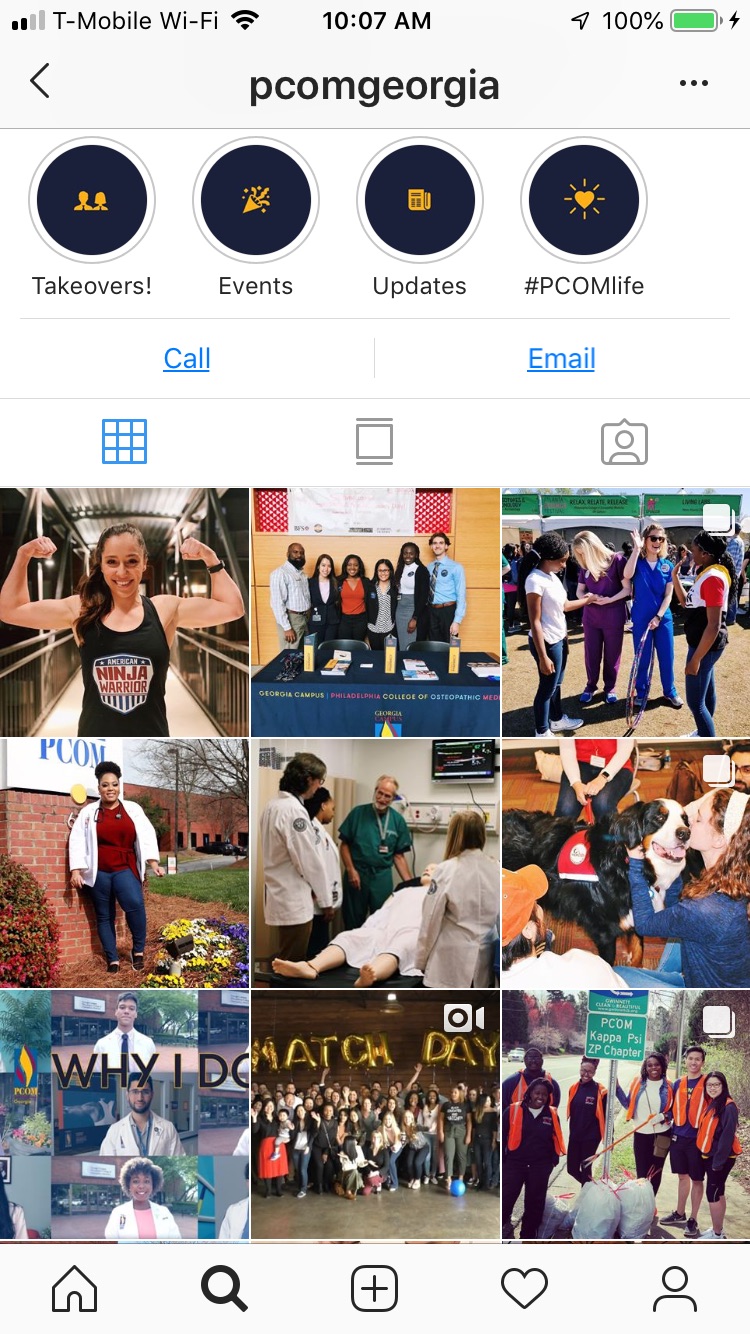 Screenshot of @pcomgeorgia instagram account feed