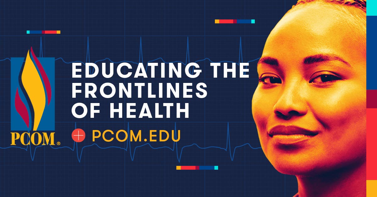 PCOM.edu digital ad "Educating the Frontlines of Health"