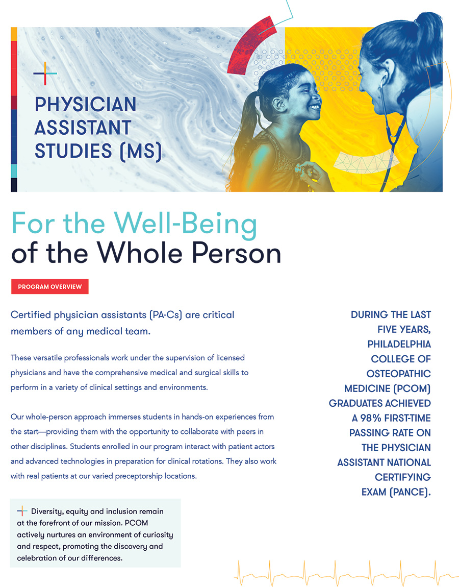 MS in Physician Assistant Studies one sheet recruitment brochure 