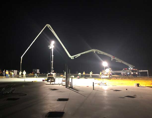 PCOM South Georgia construction site's concrete pour process in late-October