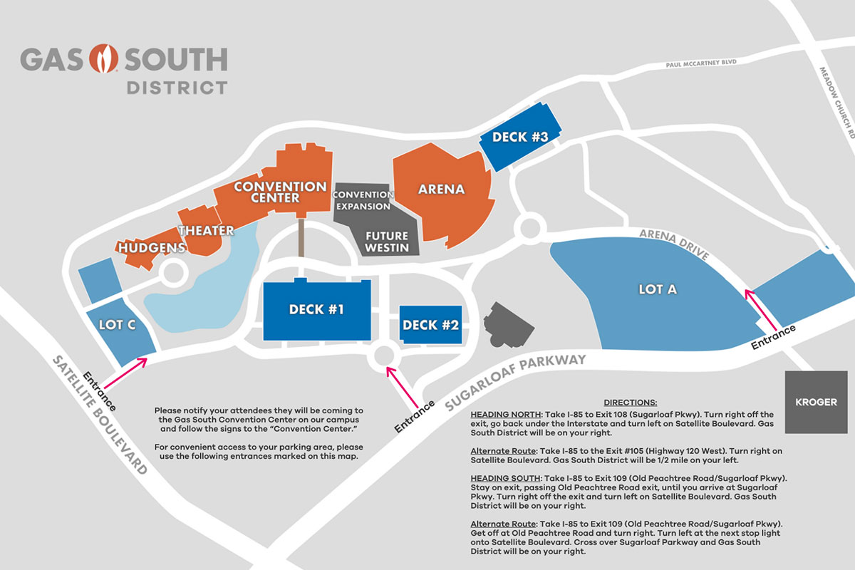 Map of Gas South District complex and parking