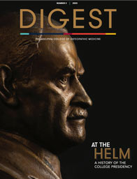 Cover of PCOM Digest Magazine 2 - 2023, bronze-colored bust of O.J. Snyder