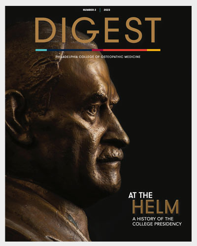 Digest Magazine cover featuring a bronze-colored bust of O.J. Snyder
