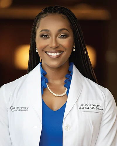 Professional headshot of Ebonie E. Vincent, MS/Biomed ’11, DPM, MBMS