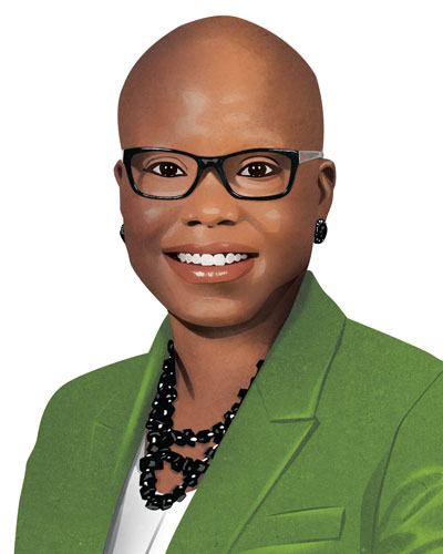 Artistic portrait of Black female physician Lisa Harris, DO