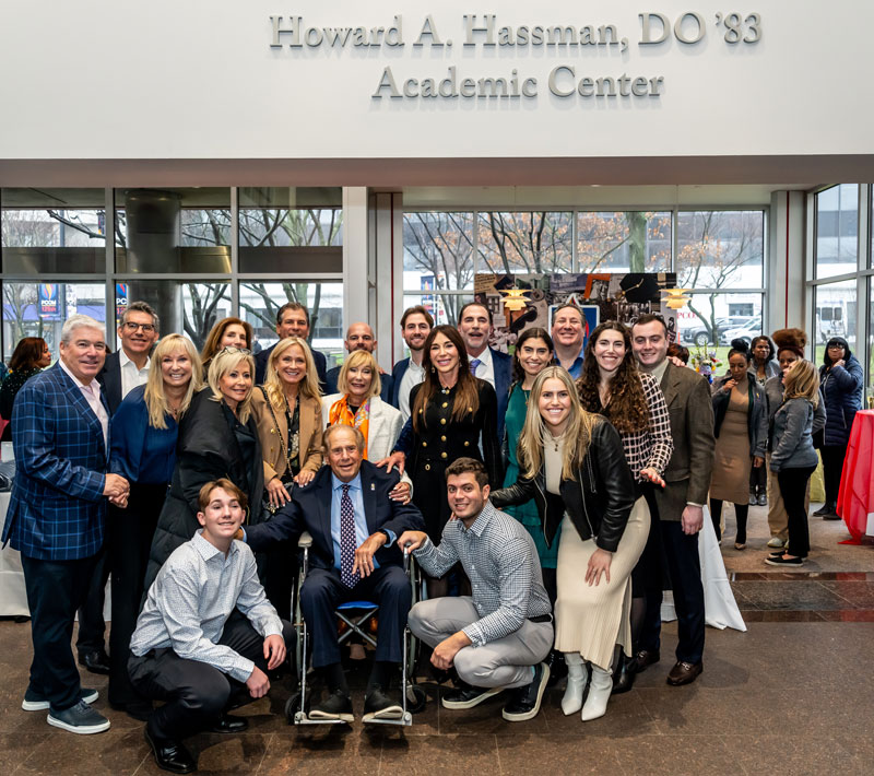 Hassman family at Howard A. Hassman, DO '83, naming ceremony