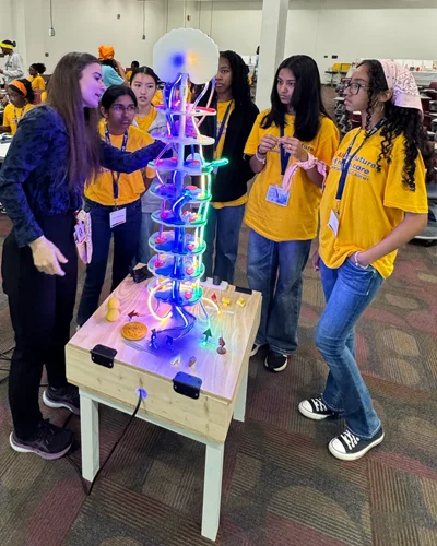 High school students participate in STEM activity