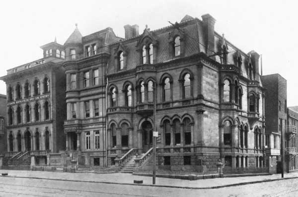 Black and white photo of the Reyburn Mansion on Spring Garden Street in Philadelphia