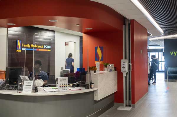 Lobby of PCOM Family Medicine healthcare center at City Avenue