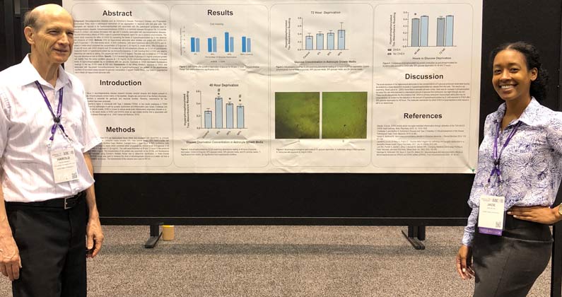 Harold Komiskey, PhD, and Jade McClain (DO '22), present their research at the Alzheimer’s Association International Conference in Chicago