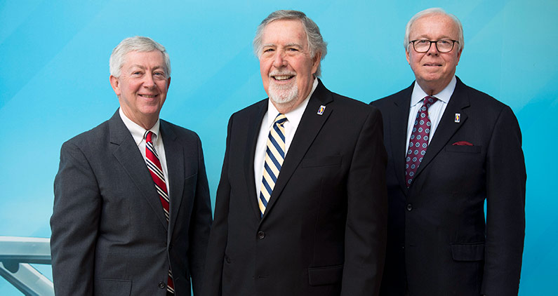 Timothy Burgess joins fellow Georgia residents and PCOM board members Wayne Sikes and David McCleskey.