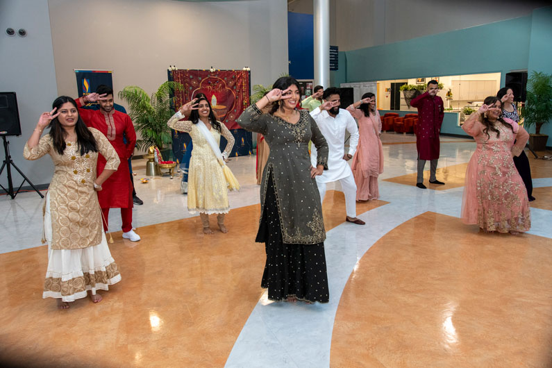 Students dance during the Diwali celebration