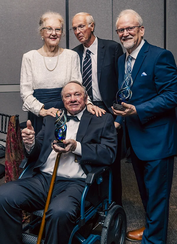 Clyde and Sandra Strickland, Dr. Barry Doublestein, President of the Osteopathic Institute of the South, and Dr. Neil Nickelson of the Osteopathic Institute of the South