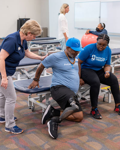 Students from the Physical Therapy program demonstrate mobility exercises