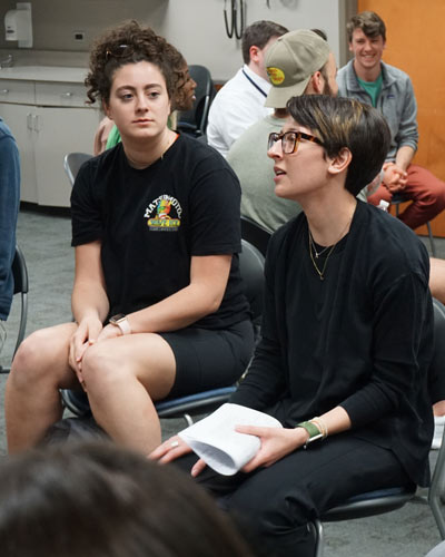 Sarah Fox leads a group discussion during Advocacy Day