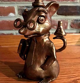 
 Photo of The Sacrimise, a bronze sculpture of a cartoon mouse by Natalie O'Toole 
