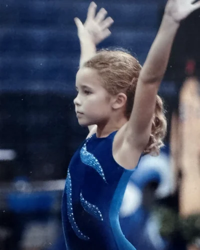 Samantha Temucin (DO ’26) as a young gymnast