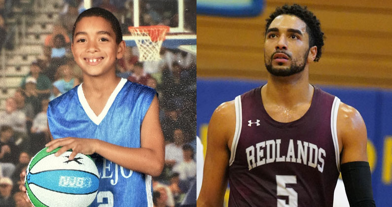 Side by side basketball photos of Romeo Mays - childhood and high school photo 