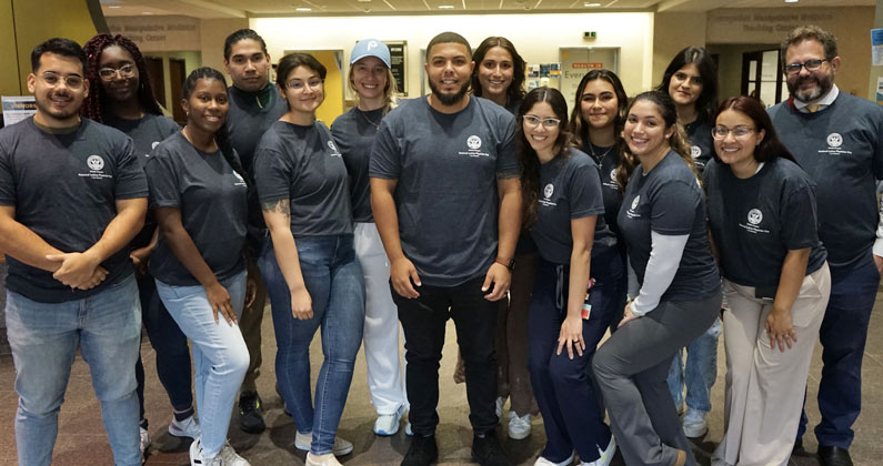 Medical students and faculty pose for a group shot of PCOM’s Latino Medical Student Association (LMSA)