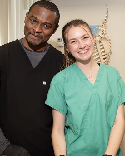 PCOM medical students take a break during a lab session