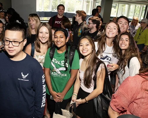 Students gather in dining hall