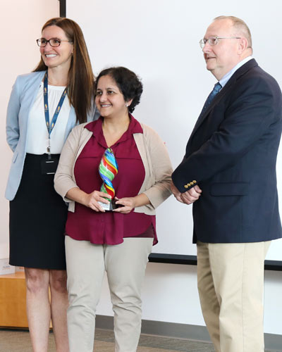  Jennifer Shaw, PhD (left), Savita Arya, MD (center) and Robert Lloyd, DO ’91