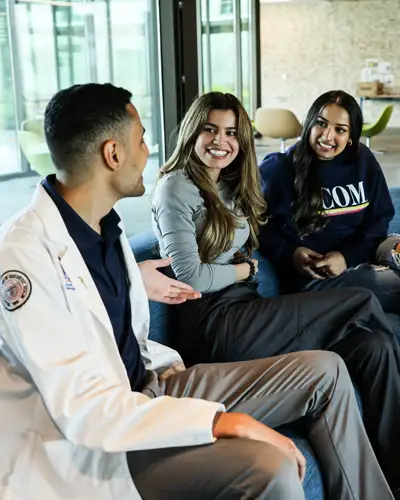 Students gathering in PCOM South Georgia lobby