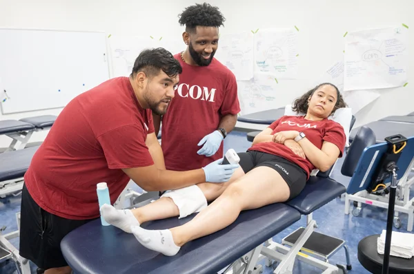 PCOM Georgia physical therapy students participate in hands-on learning exercises.