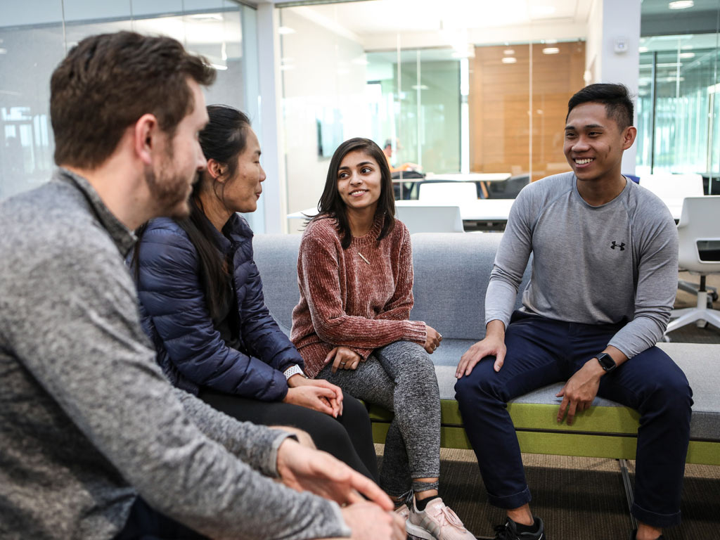 Students gathered in the information commons at PCOM South Georgia.