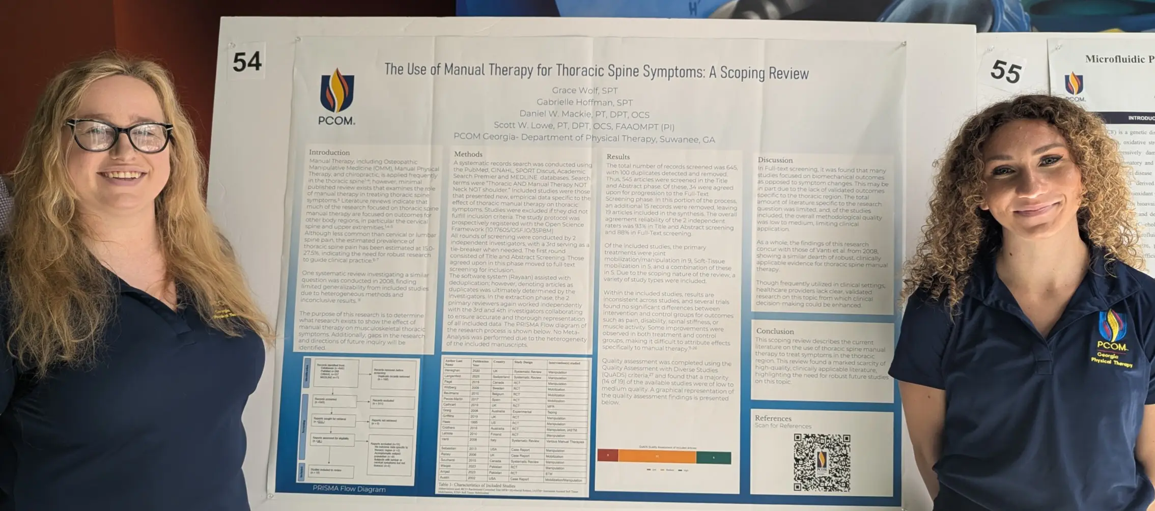 DPT Students Gabrielle Hoffman and Grace Wolf present their research.