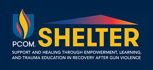 PCOM SHELTER logo - Support and Healing through Empowerment, Learning, and Trauma Education in Recovery after gun violence