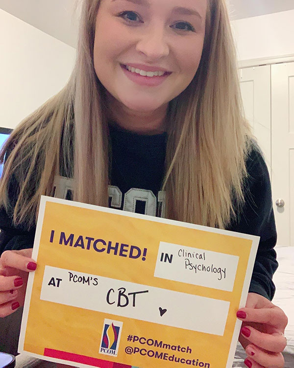 Mallory Christman (PsyD '22) will graduate from PCOM's clinical psychology program and matched at PCOM's Center for Brief Therapy