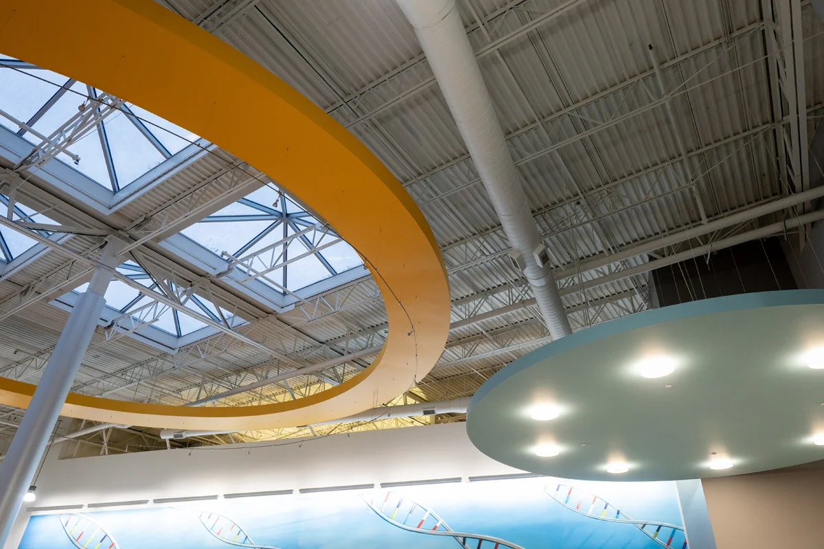 Wide view of the open window ceiling in the Atrium