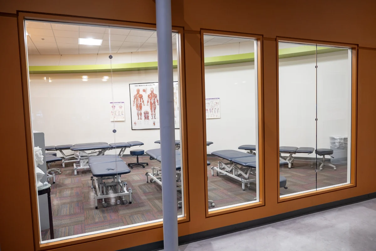 The OMM Practice Room sits next to the main lobby at PCOM Georgia