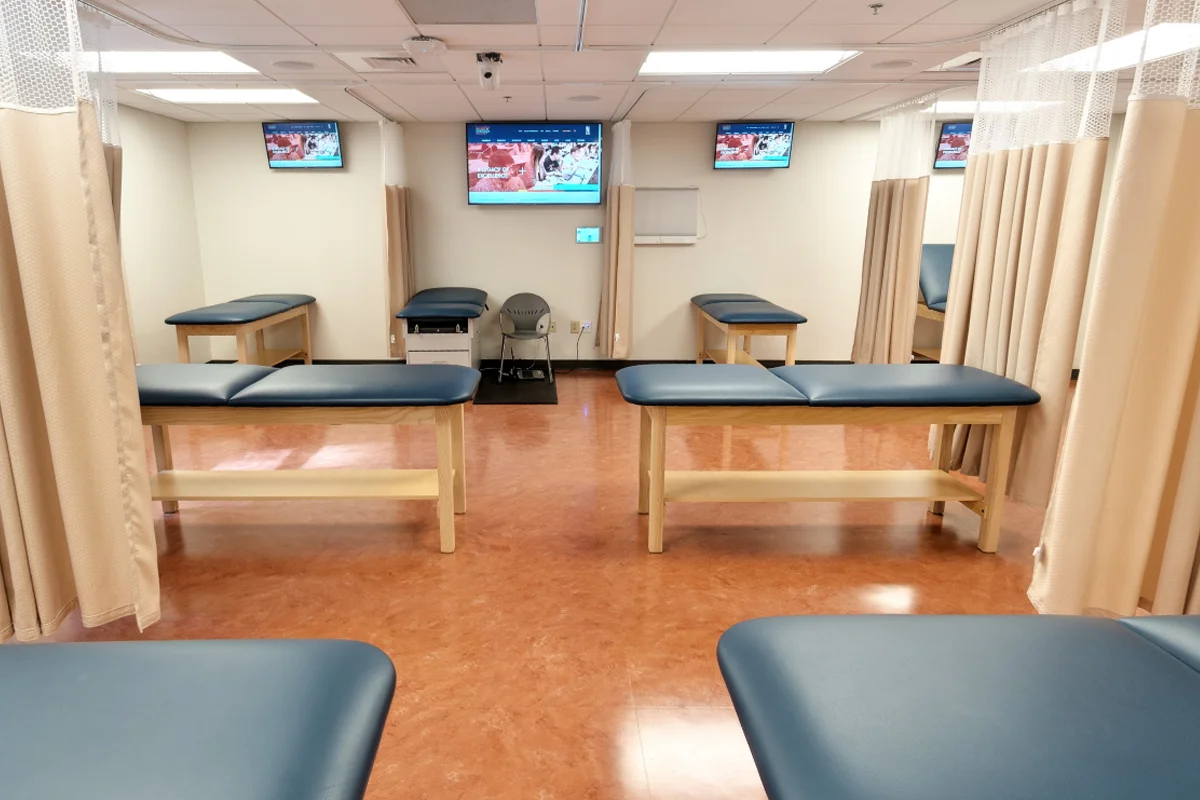 Wide view of the clinical area of the PA Studies Suite