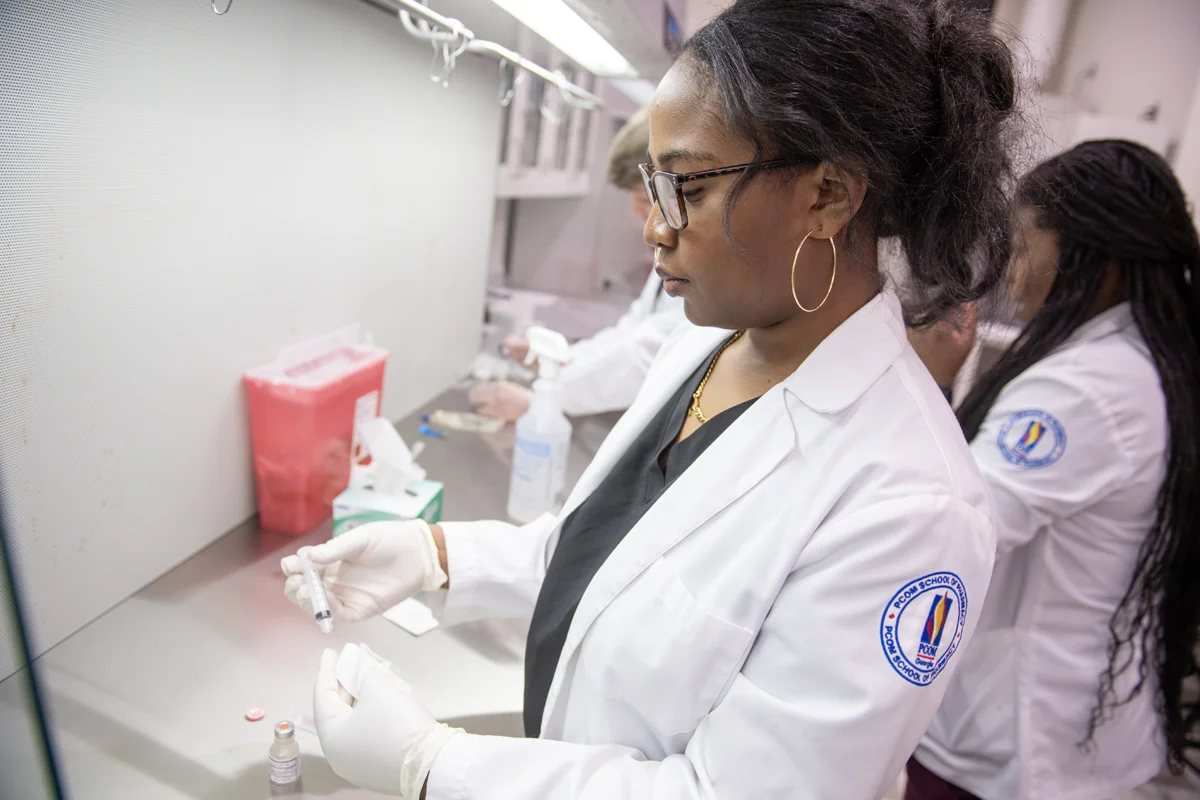 Pharmacy student working in the sterile products lab