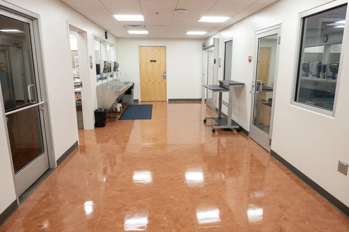 Hand-washing and sterilization area of the simulation center