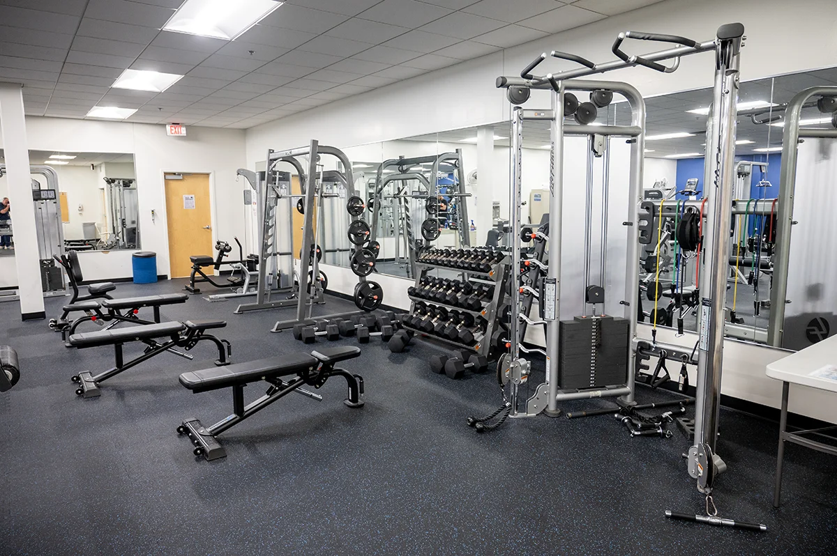 Weightlifting machines and dumbbells