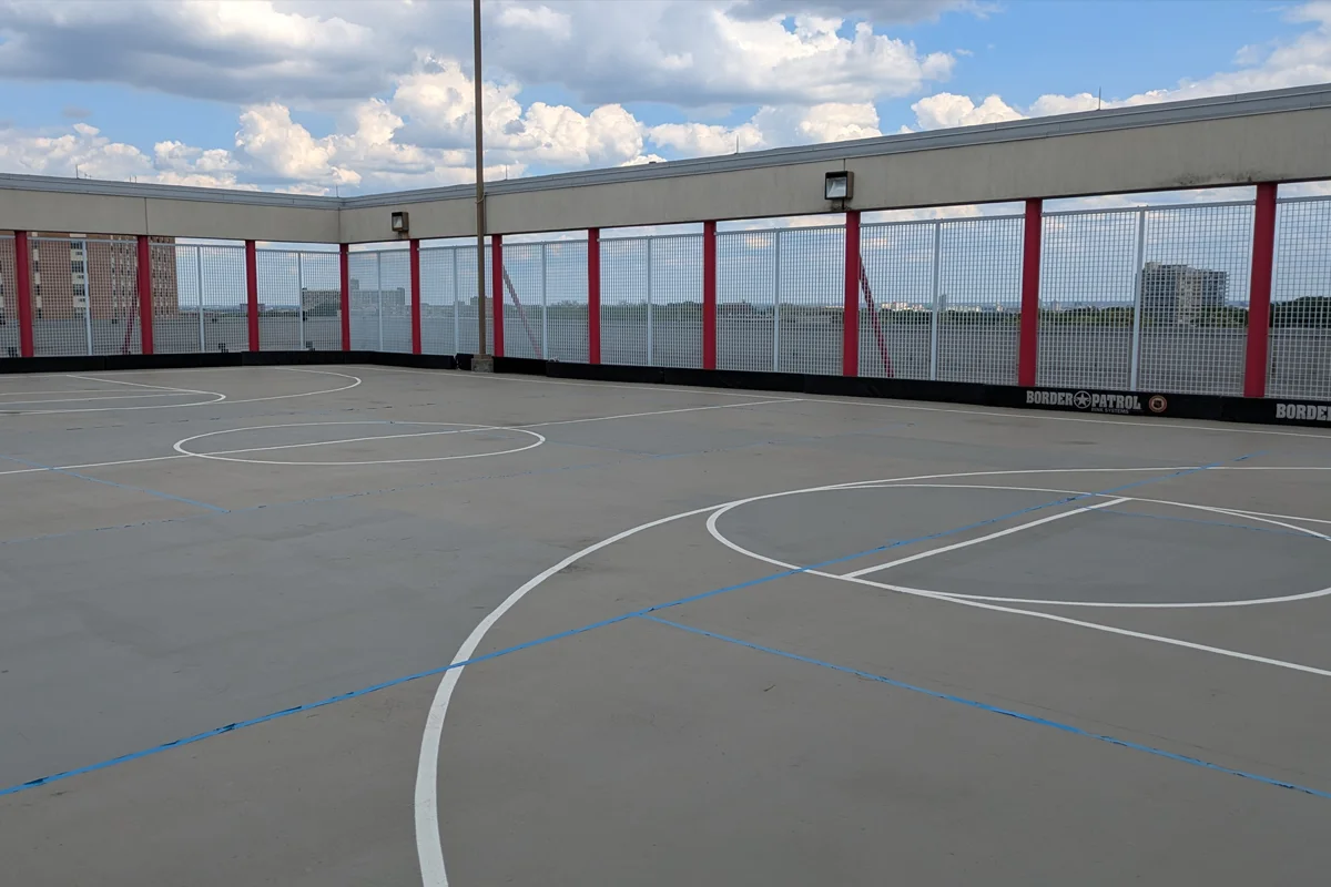 Rooftop basketball and multi-sport court