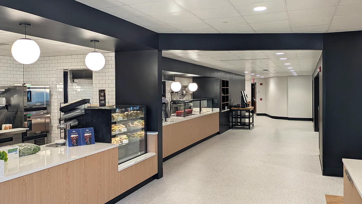 Service counters and food prep areas of the PCOM Dining Commons