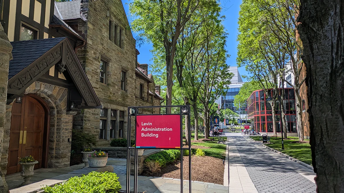 Stone pathway and landscaping during spring season in front of Levin