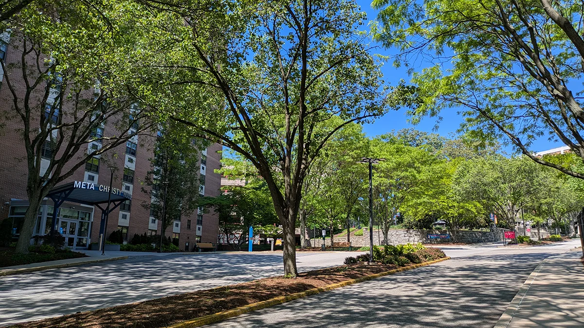 Front street looking toward Meta Christy House and the PCOM Philadelphia campus