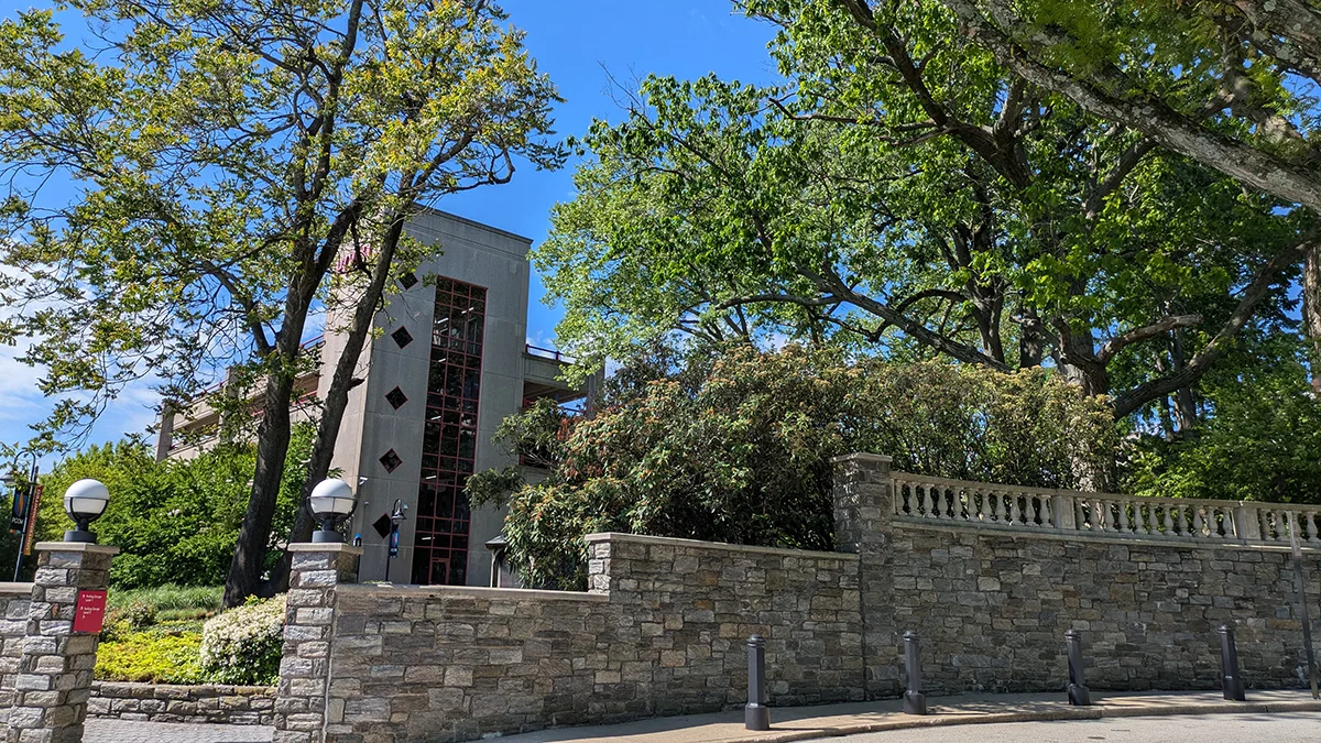 Parking garage and surrounding trees